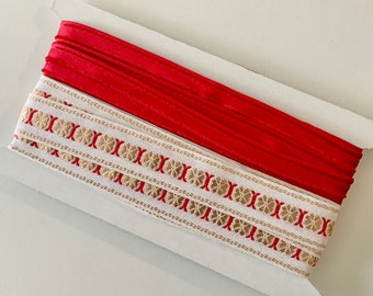Sewing Trim Bundle in Bright Pink, White and Gold, Vintage Designs from The Cottage Mama - 6 Yards