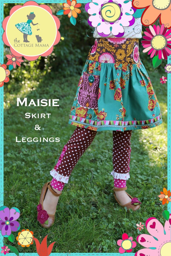 PDF Sewing Pattern - Maisie Skirt and Leggings Girls Pattern, Size 6 Month through 10 Years