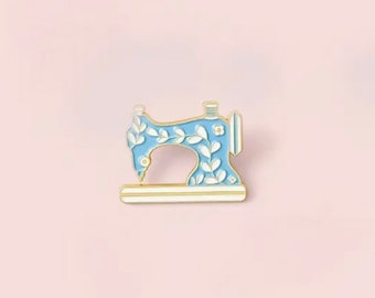 Teal Blue Vintage Sewing Machine Enamel Pin from The Cottage Mama