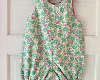 SAMPLE Floral Bubble Romper, Baby Bubble Romper, Girls Bubble, Girls One-Piece, Baby Shower Gift, Prim & Proper Fabric, Girls Romper, 12M