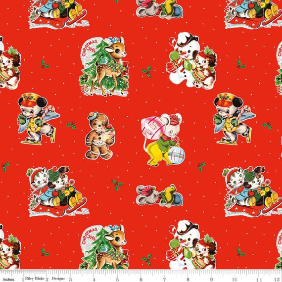 Yardage Main Red - Christmas Joys Fabric by Lindsay Wilkes for Riley Blake Designs