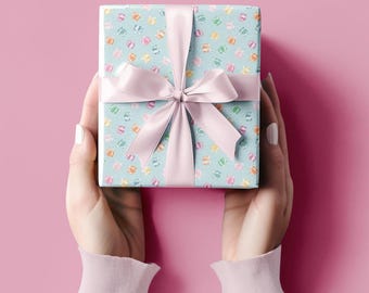 Wrapping Paper Original Design, Vintage Birthday Presents Gift Wrap, Perfect Party from The Cottage Mama - Blue
