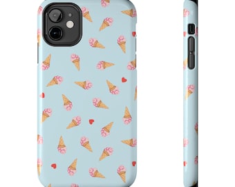 Ice Cream Lover Phone Case - Cute Vintage Dessert Design, Protective Smartphone Cover - Blue