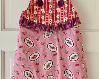 SAMPLE Girls Fall Wrap Dress, Ruffle Wrap Dress, Girls Vintage Jumper, Girls Pinafore Dress, Handmade Dress, Thanksgiving Dress, Size 3
