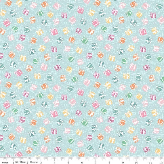 OUT OF PRINT - Perfect Party Fabric by Lindsay Wilkes from The Cottage Mama for Riley Blake Designs - Presents Blue