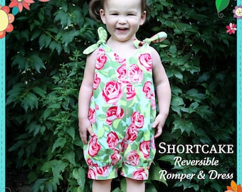 PDF Dress Sewing Pattern for Girls, Classic Vintage Retro Children's Clothing, Includes Dress AND Romper