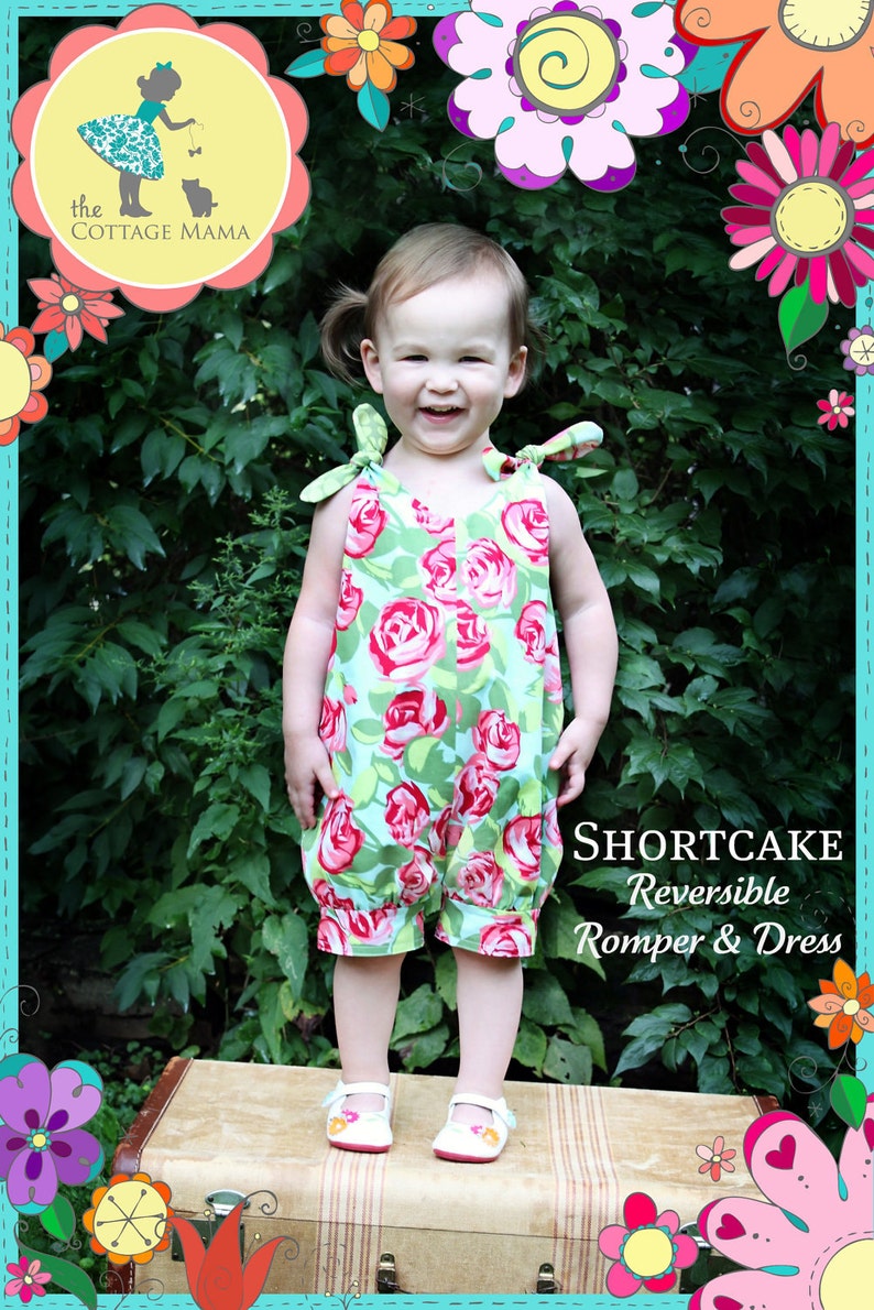 PDF Girls Romper and Dress Pattern: Shortcake Reversible Romper and Dress Pattern Size 6 Month through 6 Years image 2