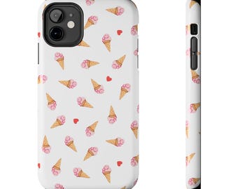 Ice Cream Lover Phone Case - Cute Vintage Dessert Design, Protective Smartphone Cover - White