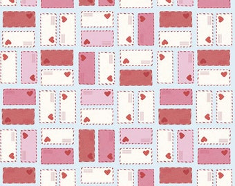Quilting Cotton Fabric, Sugar and Spice Fabric by Lindsay Wilkes, Designer Quilting Cotton, Fabric Yardage, Sewing for Kids - Blue Envelopes