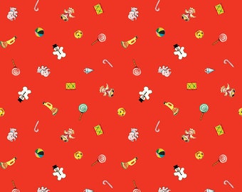 Yardage Toys Red - Jingle Bells Fabric by Lindsay Wilkes for Riley Blake Designs