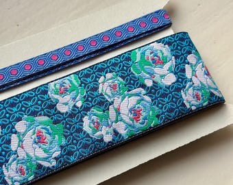 Woven Trim Bundle, Sewing Ribbon, Jacquard Trim, Designer, Renaissance Ribbon, Amy Butler, Tula Pink, Blue Floral Trim - Cottage Mama