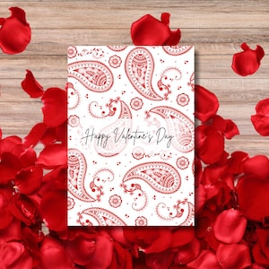 Tarjeta de San Valentín con estampado de cachemira