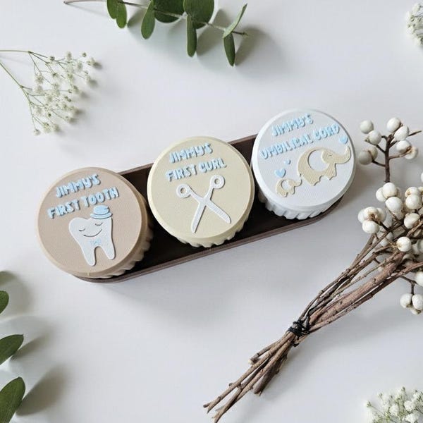 Personalised Baby Keepsake Box Set: 3D Printed Newborn Memory Box