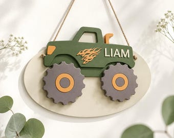 Personalized Vintage Truck Name Sign, Custom Baby Boy Nursery Decor