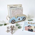 Personalized Retro Race Car Bookshelf, 3D Printed Toy Storage, Nursery Decor