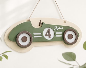 Personalised Vintage Race Car Name Sign