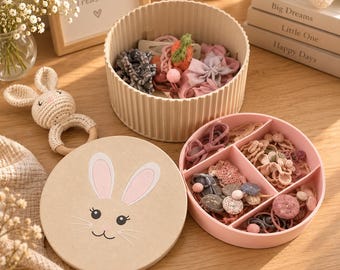 Caja de joyería personalizada con forma de conejito impresa en 3D, estuche de almacenamiento con nombre personalizado, regalo de conejo