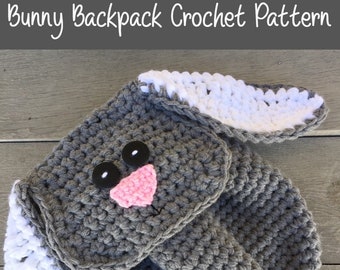 Bunny Backpack Crochet Pattern mini backpack for toddler Easter gift