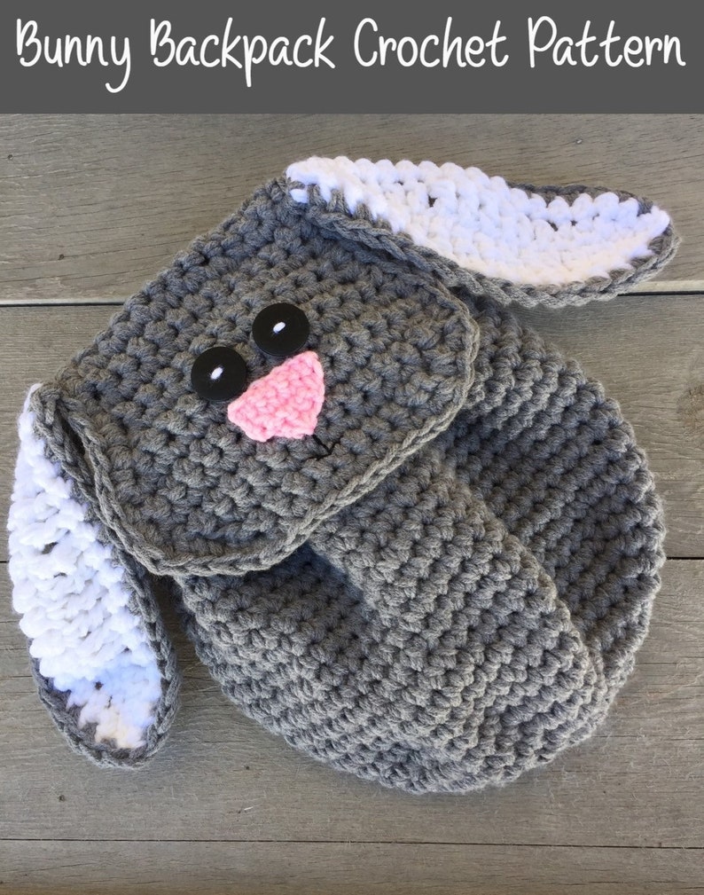 Bunny Backpack Crochet Pattern mini backpack for toddler Easter gift image 1