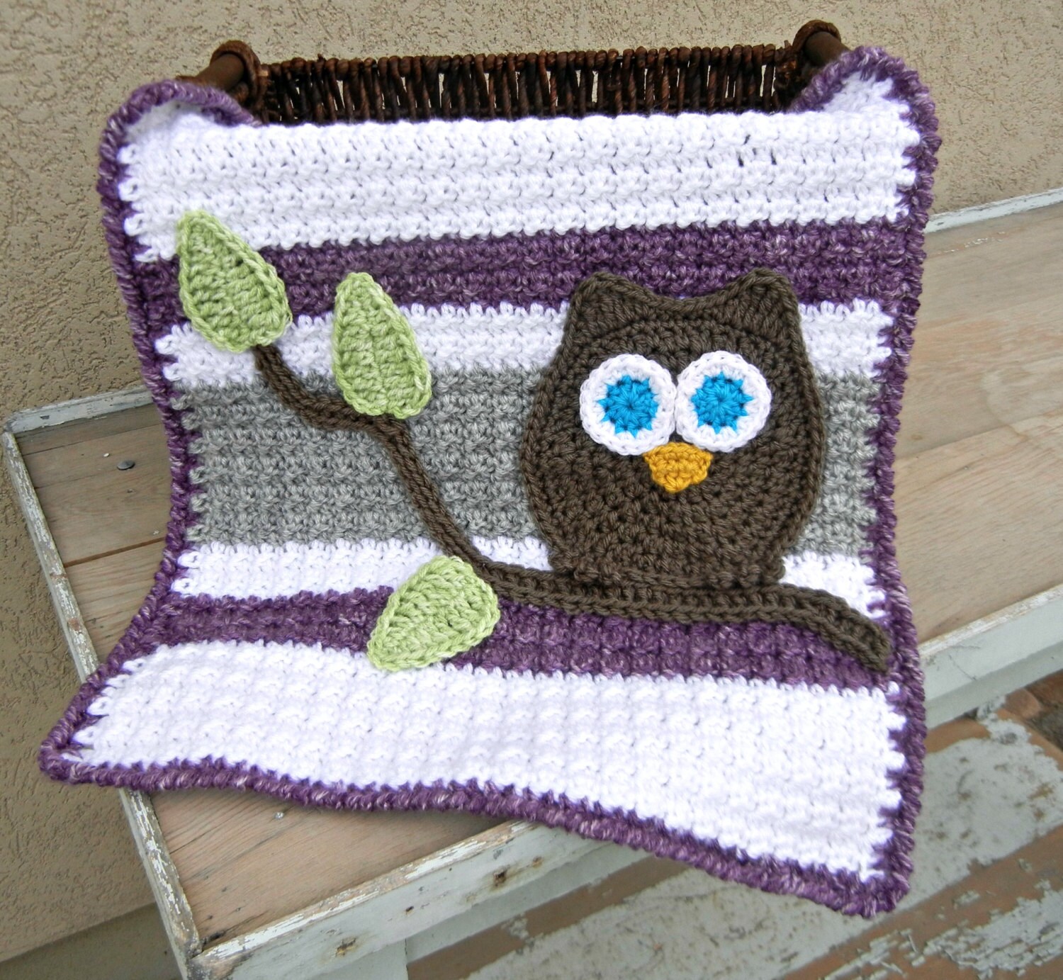 Owl Baby Blanket Grey Purple Lovey Size Baby Shower Gift Etsy