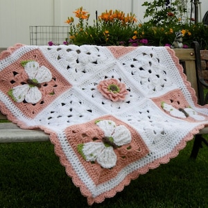 Baby blanket for girl baby blanket baby shower gift for girl butterfly nursery bedding baby girl flower blanket crochet butterfly blanket