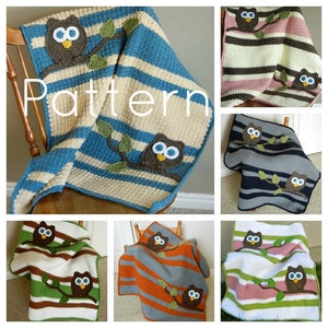 Baby Blanket Crochet Pattern Owl baby blanket pattern baby bedding nursery owl bedding