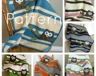 Baby Blanket Crochet Pattern Owl baby blanket pattern baby bedding nursery owl bedding