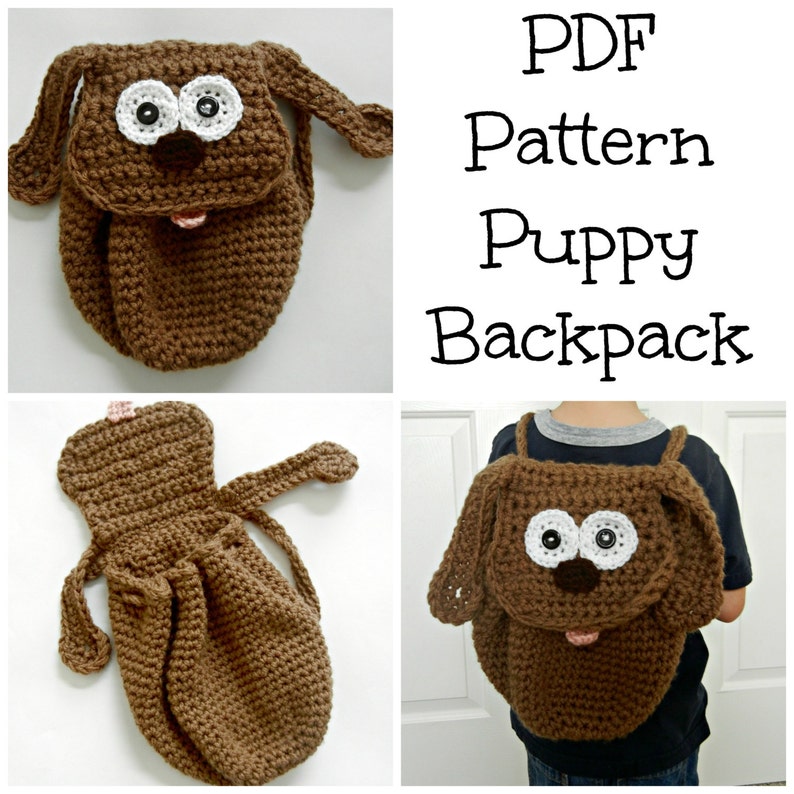 PDF Pattern Puppy Backpack Toddler Backpack Dog Backpack Crochet Pattern Instant Download image 1