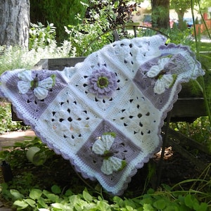 Butterfly Baby Blanket Butterflies and Flowers Baby Shower Gift Baby Bedding image 1