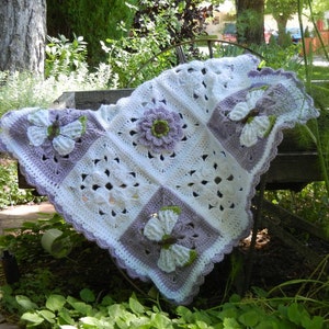 Butterfly Baby Blanket Butterflies and Flowers Baby Shower Gift Baby Bedding