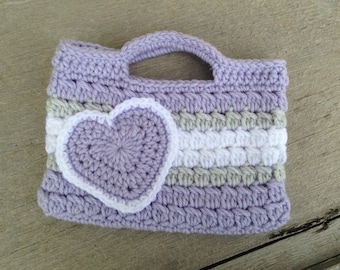 Purple Valentines Purse Treat Bag Kids Crochet Purse