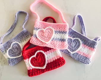 Kids purse Valentine's Day bag gift for Valentines purse gift for girl Valentine's gift granddaughter heart purse crochet bag