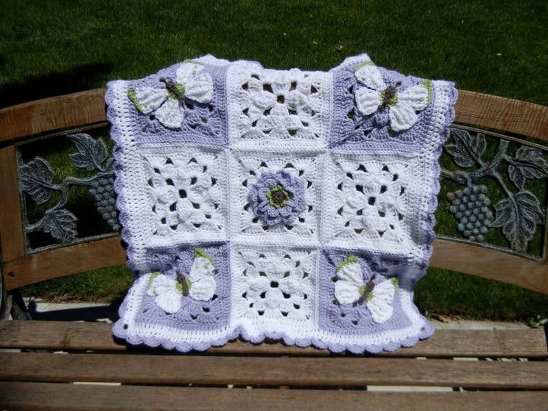 Butterfly Baby Blanket Butterflies and Flowers Baby Shower Gift Baby Bedding image 5