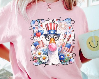 4th Of July Goose Shirt, Comfort Colors, Fourth of July Tee, July Fourth Goose Shirt, American Family Tee, Independence Day Shirt
