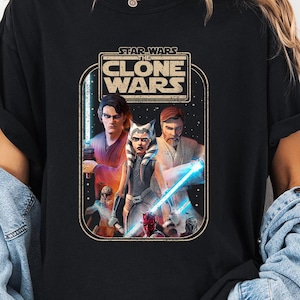 Comfort Colors Star Wars Clone Wars Poster Tee, Jedi Force Graphic T Shirt, Gift For Him, Action Sci Fi Shirt, Nerdy Movie Fan Shirt