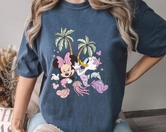 Camiseta de verano de Minnie Daisy Sirena, camiseta de vacaciones en la playa de Comfort Colors