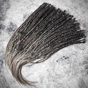 Brown Gray Ombre Synthetic Dreads with Braids