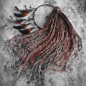 Brown Auburn and Gray Ombre Synthetic Dreads with Braids