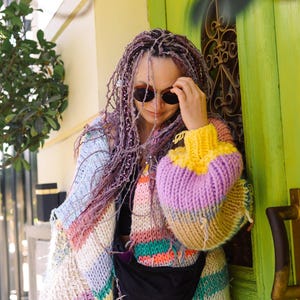 Light Lilac-Gray Thin Synthetic Dreads with Braids