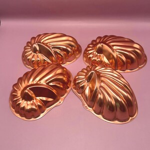 Vintage Copper Shell Molds Set Nautical Kitchen Decor Jello Gelatin Baking Tins Wall Hanging