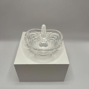 Vintage RCR Aurea Crystal Ring Holder, 1980s Swirl Design, 24% Lead Crystal Jewelry Dish, Italian Cut Glass Trinket Holder