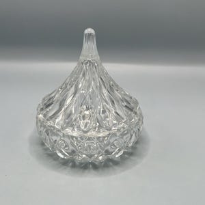 Vintage Hershey Kiss Crystal Candy Dish with Lid: Diamond Cut Trinket Box