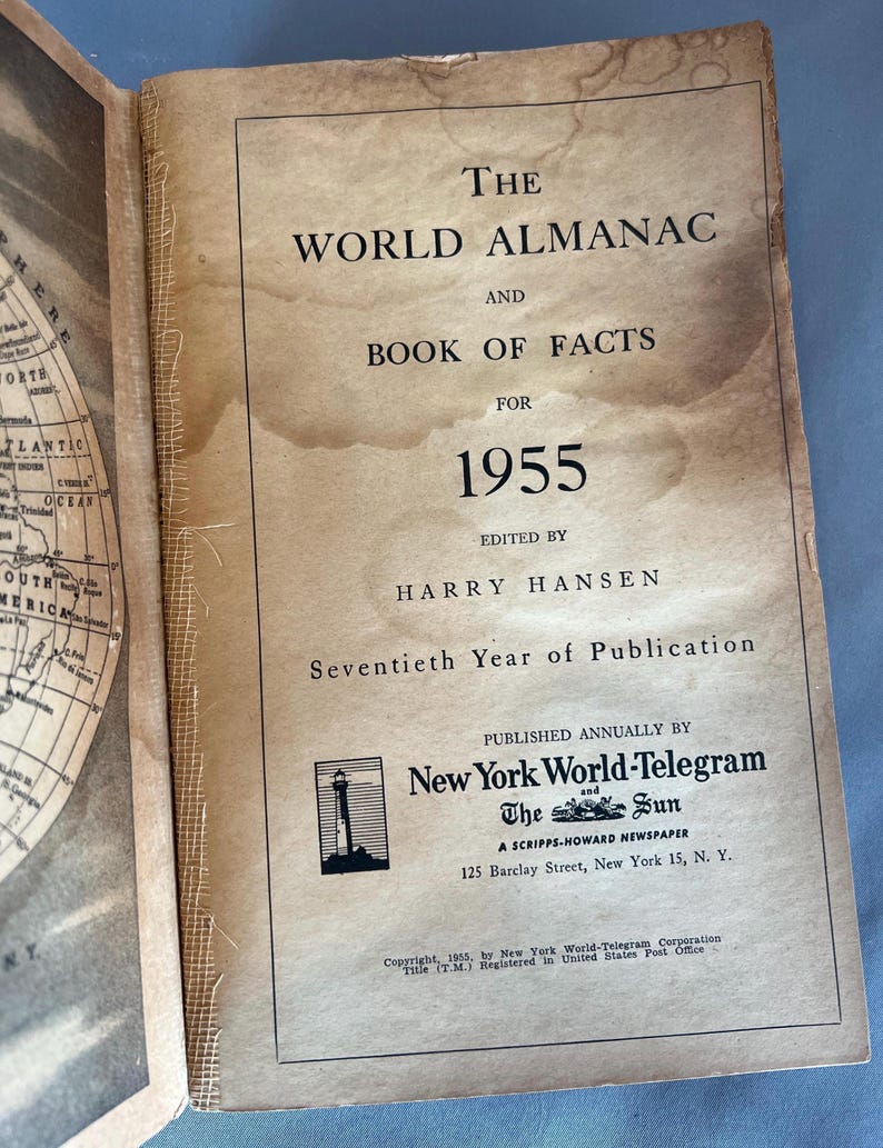 The World Almanac and Book of Facts 1955 - Etsy