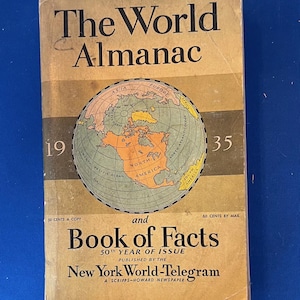1935 RAR ! World Almanac und Buch der Tatsachen. Einzigartiges Geburtstagsgeschenk!