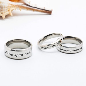 Personalised Silver Ring, Custom Engraved, 4/6/8mm silver rings,Couple ring,  Unisex Ring