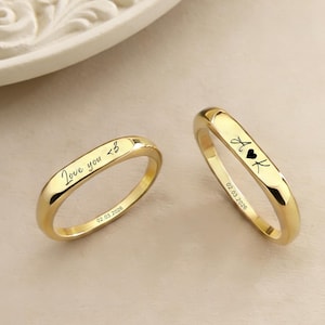 Personlig namnring, elegant personlig graverad ring, fin ring för kvinnor, minimalistisk ring, alla hjärtans dag-present till henne