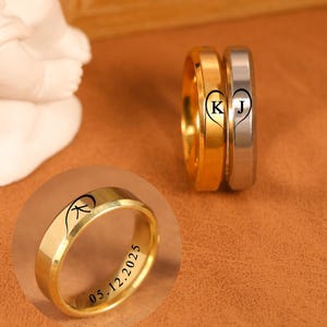 Personalized 4mm 6mm 8mm Heart Shaped Ring,Matching ring for couples,letter ring,Anniversary Love Promise Ring,Wedding ring,Custom Name ring