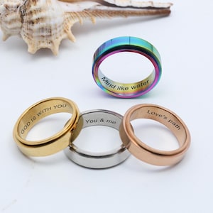 Fidget Spinner Rings Anxiety Ring Engraved Men Rings, Personalize Anxiety Spinner Ring, His Promise Ring, Men rings, Customized Spin Band