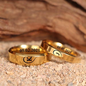 Personalized 4mm 6mm 8mm Heart Shaped Ring,Matching ring for couples,letter ring,Anniversary Love Promise Ring,Wedding ring,gift for him her