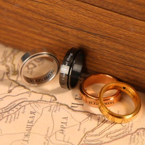 Custom Engraved Fidget Spinner Ring for Men,Personalize 6mm Anxiety Spinner Ring,His Promise Ring, Stainless Steel Ring,Customized Spin Band